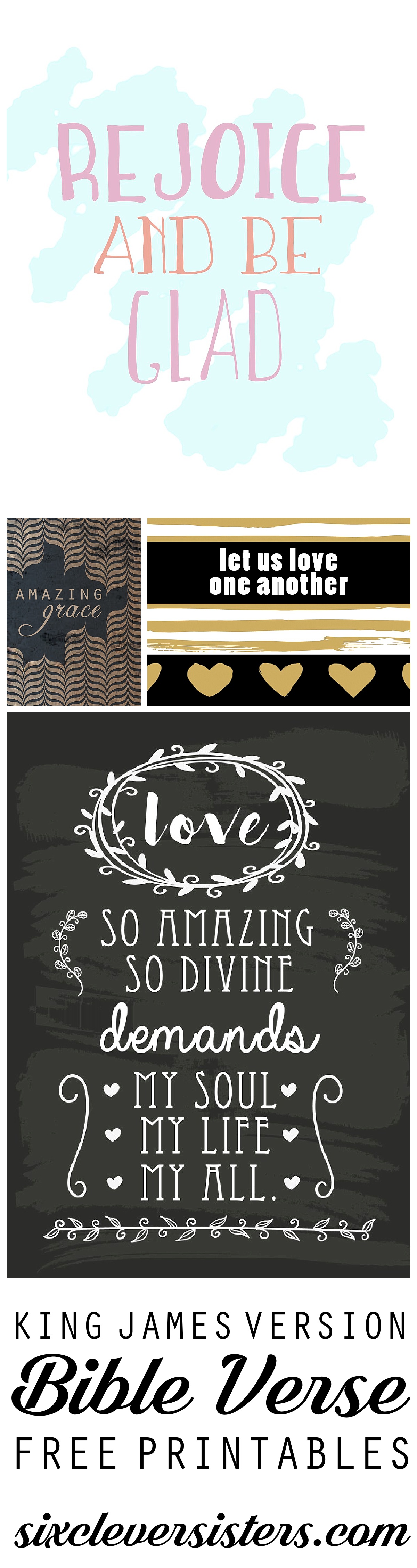 Free Bible Printables | KJV Verse Printable | Scripture Quote | Home Decor DIY | Find these free printable Bible verses on Six Clever Sisters. Print them out and decorate your home instantly!