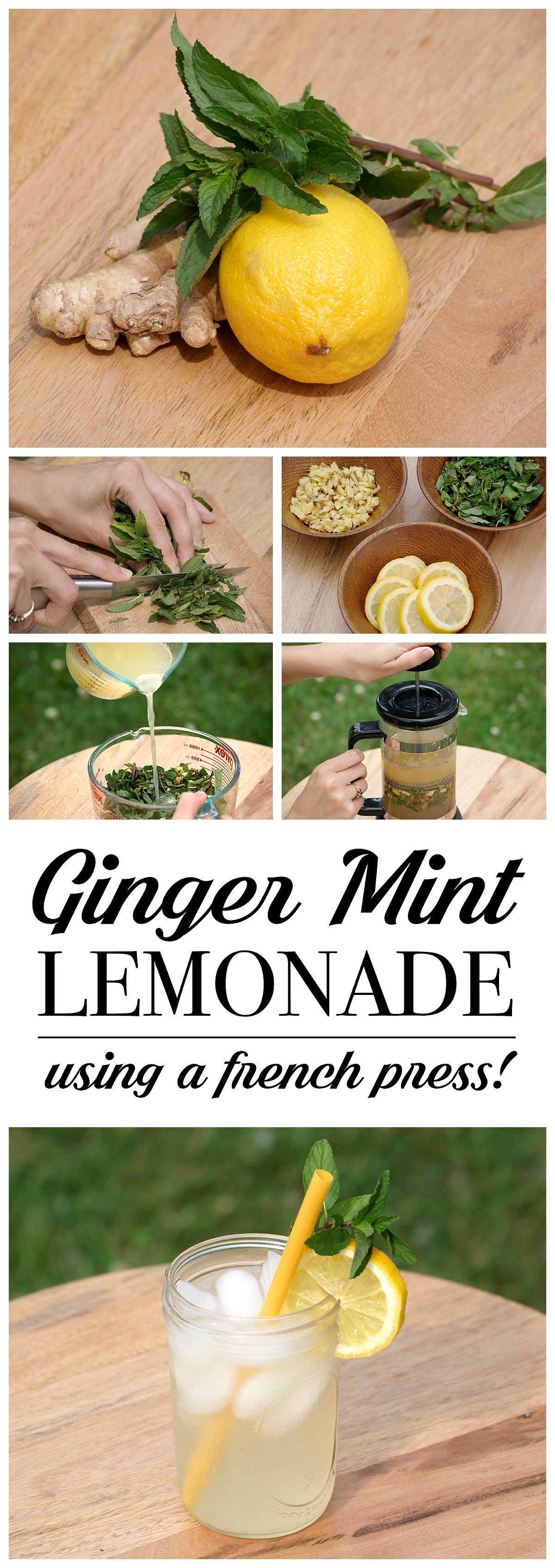 Ginger Mint Lemonade | Detox Drink | Drink Recipe | Summer Drinks | Party Ideas | Cookout | Outdoor BBQ | Refresh with this homemade Ginger Mint Lemonade recipe! The blog shows you the trick of using a french press to get maximum flavor!! | Six Clever Sisters