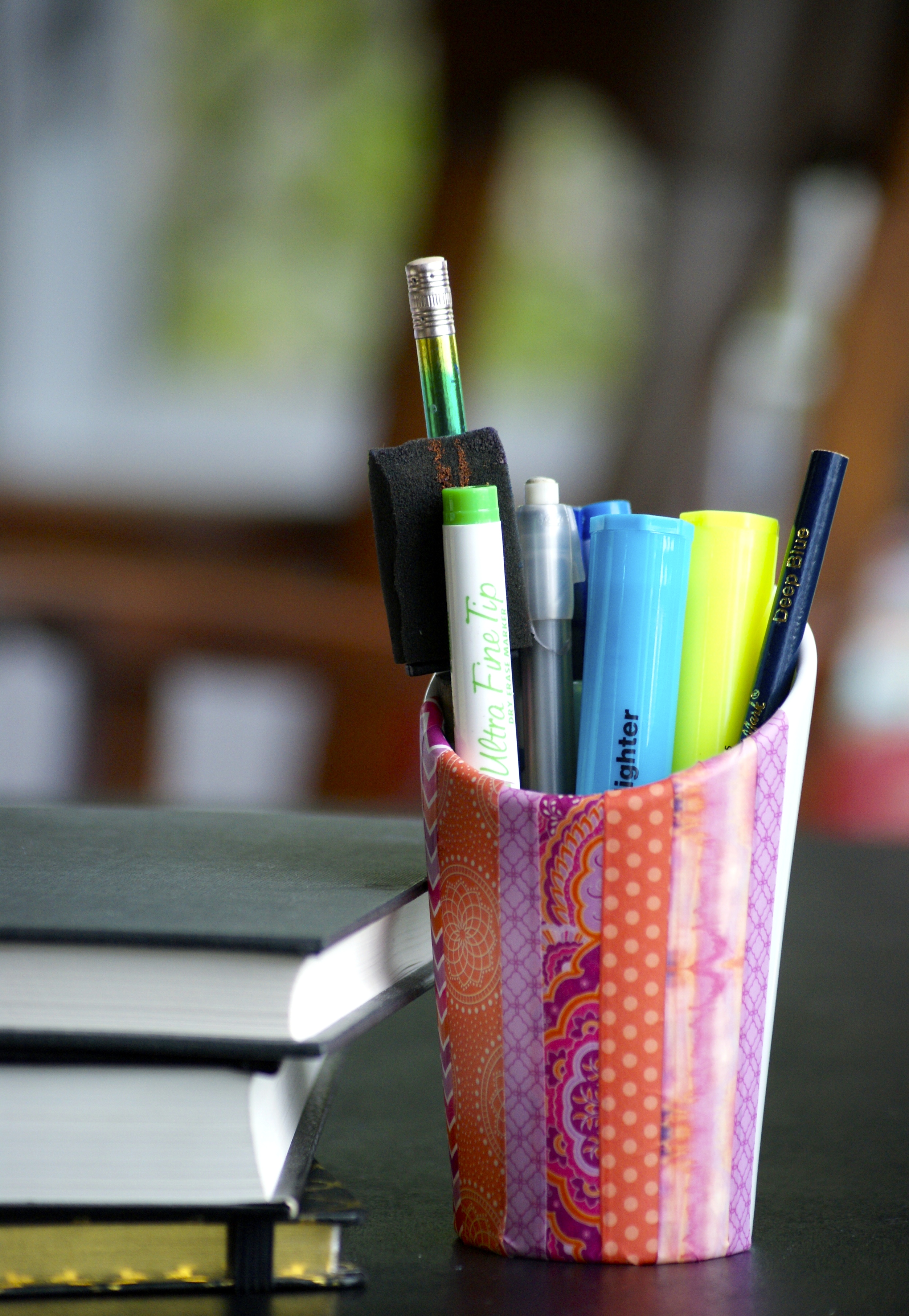 diy washi tape utensil holder