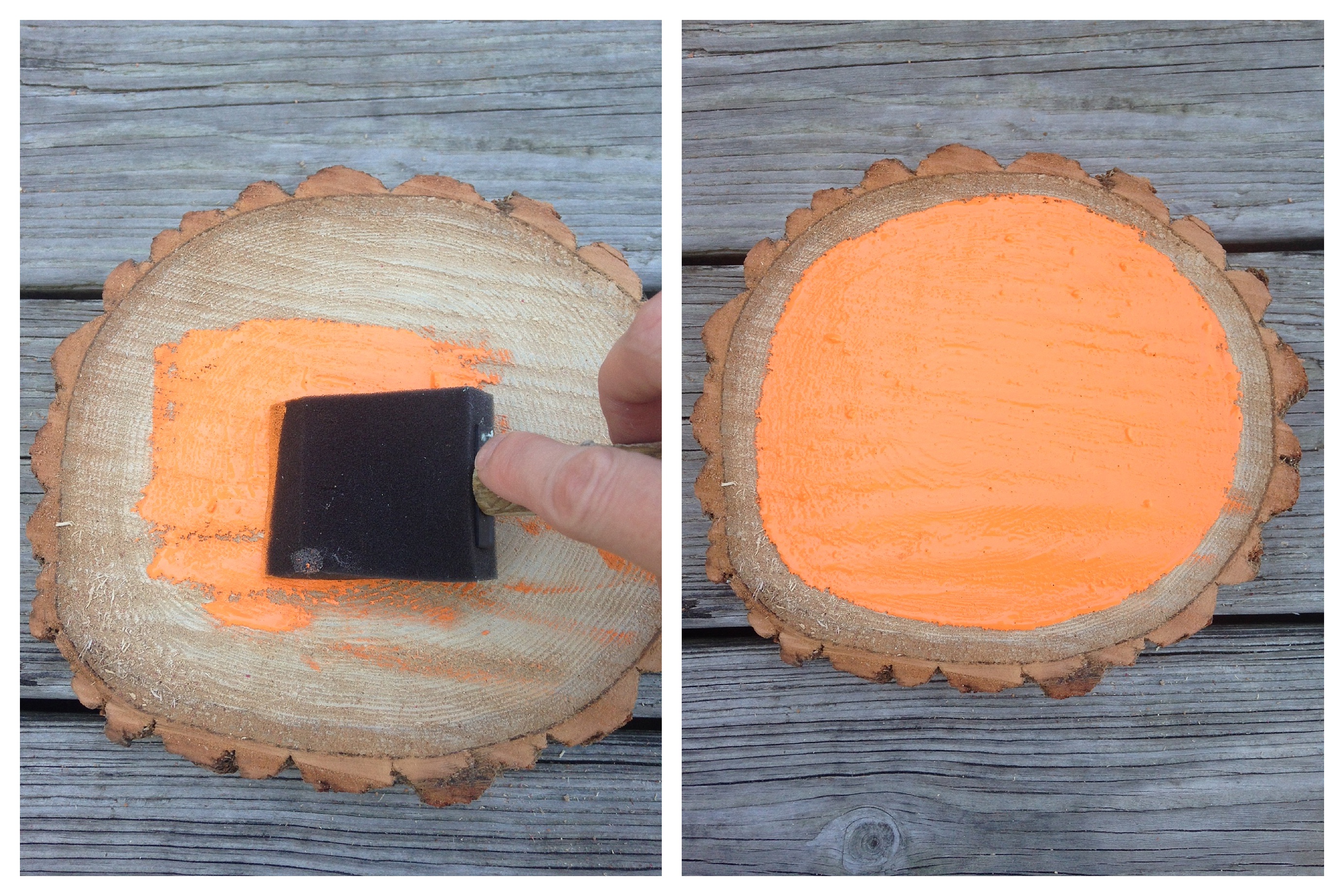 Painted Wood Slice Pumpkin
