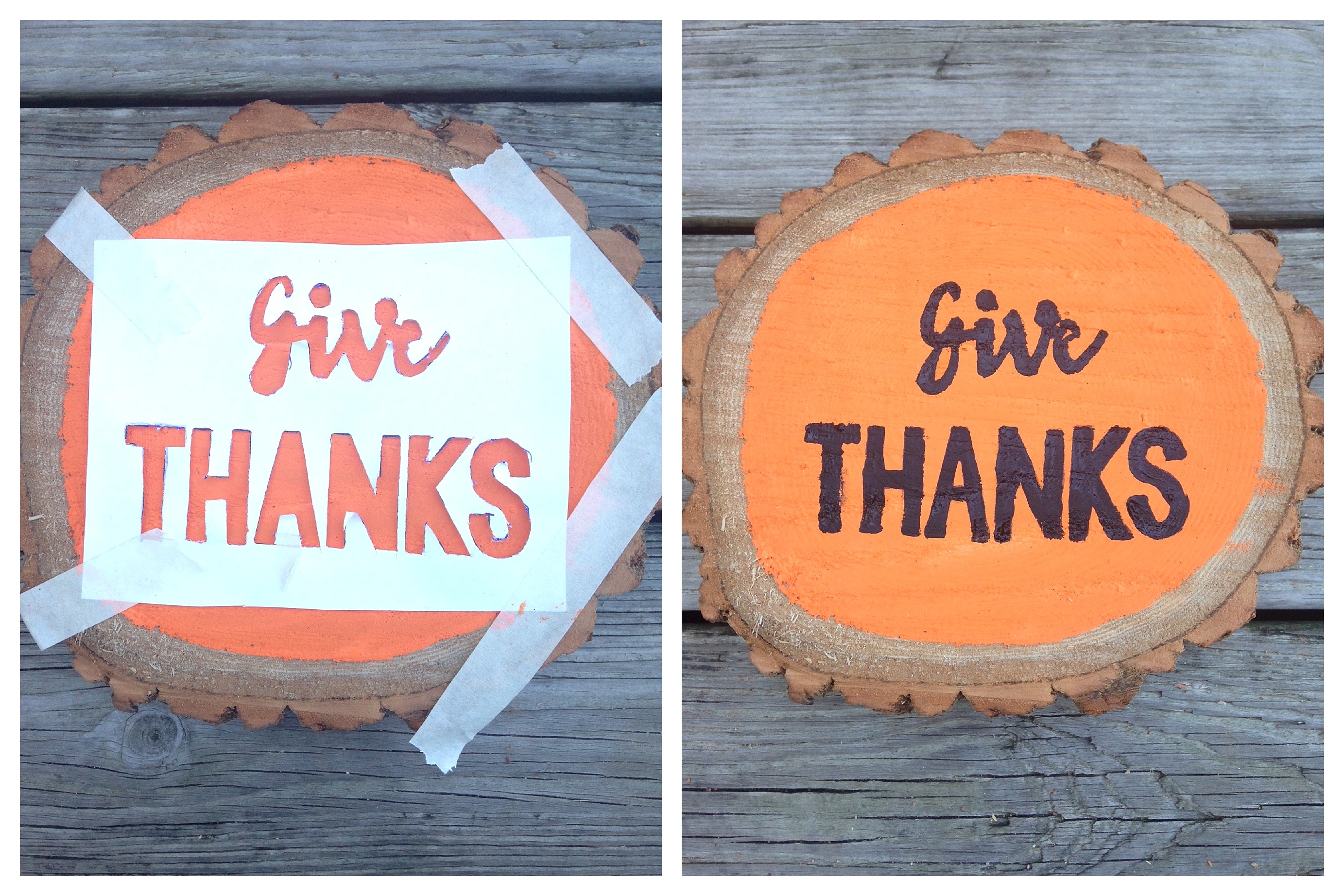 Painted Wood Slice Pumpkin