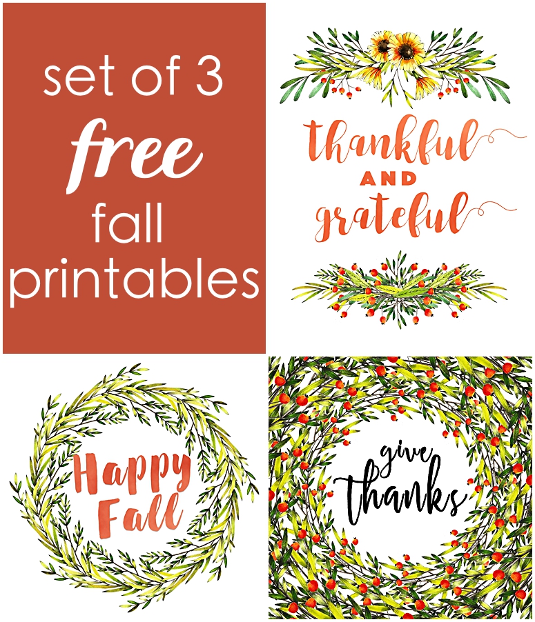 Set of 3 Free Fall Printables