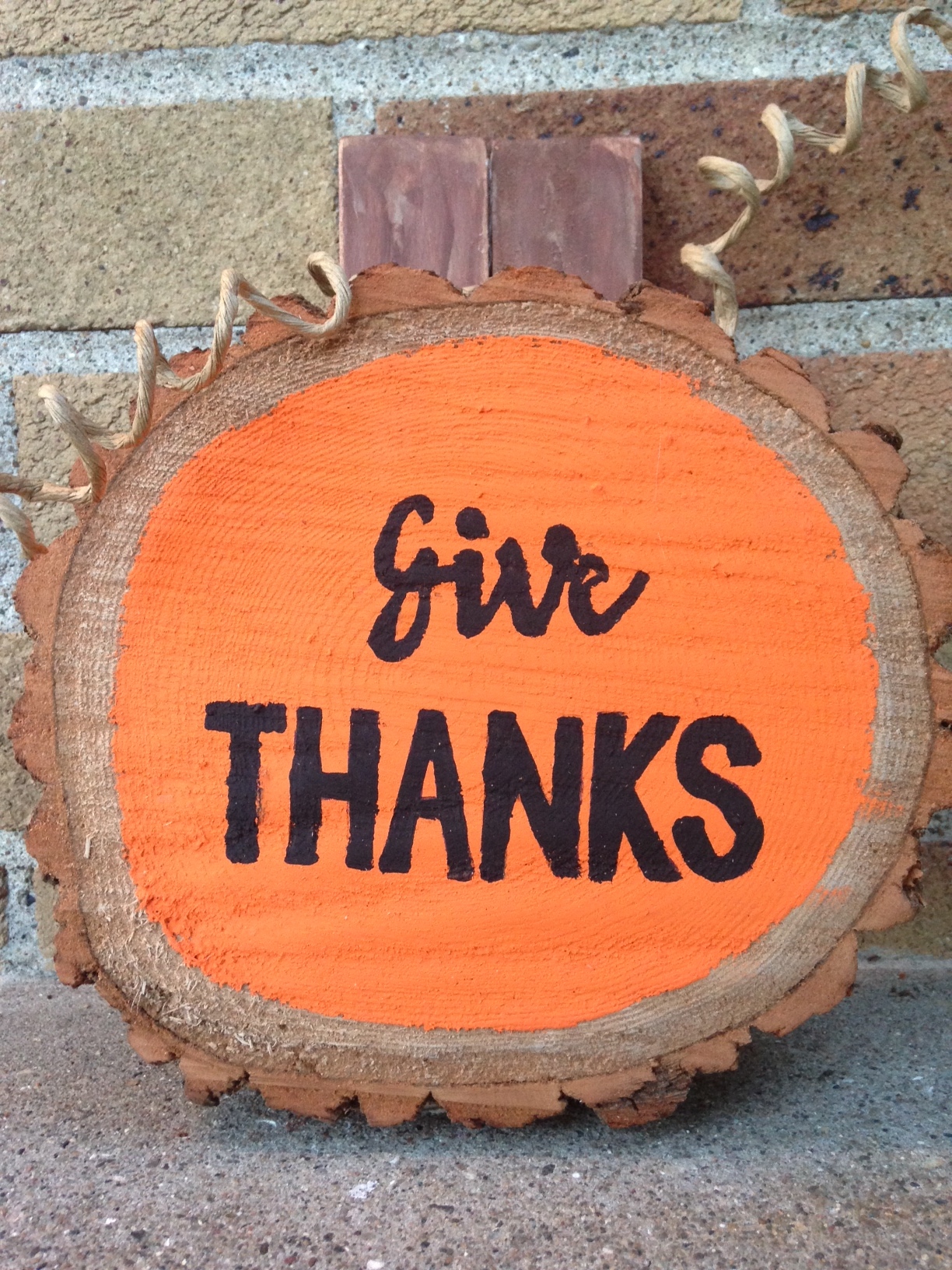 Painted Wood Slice Pumpkin