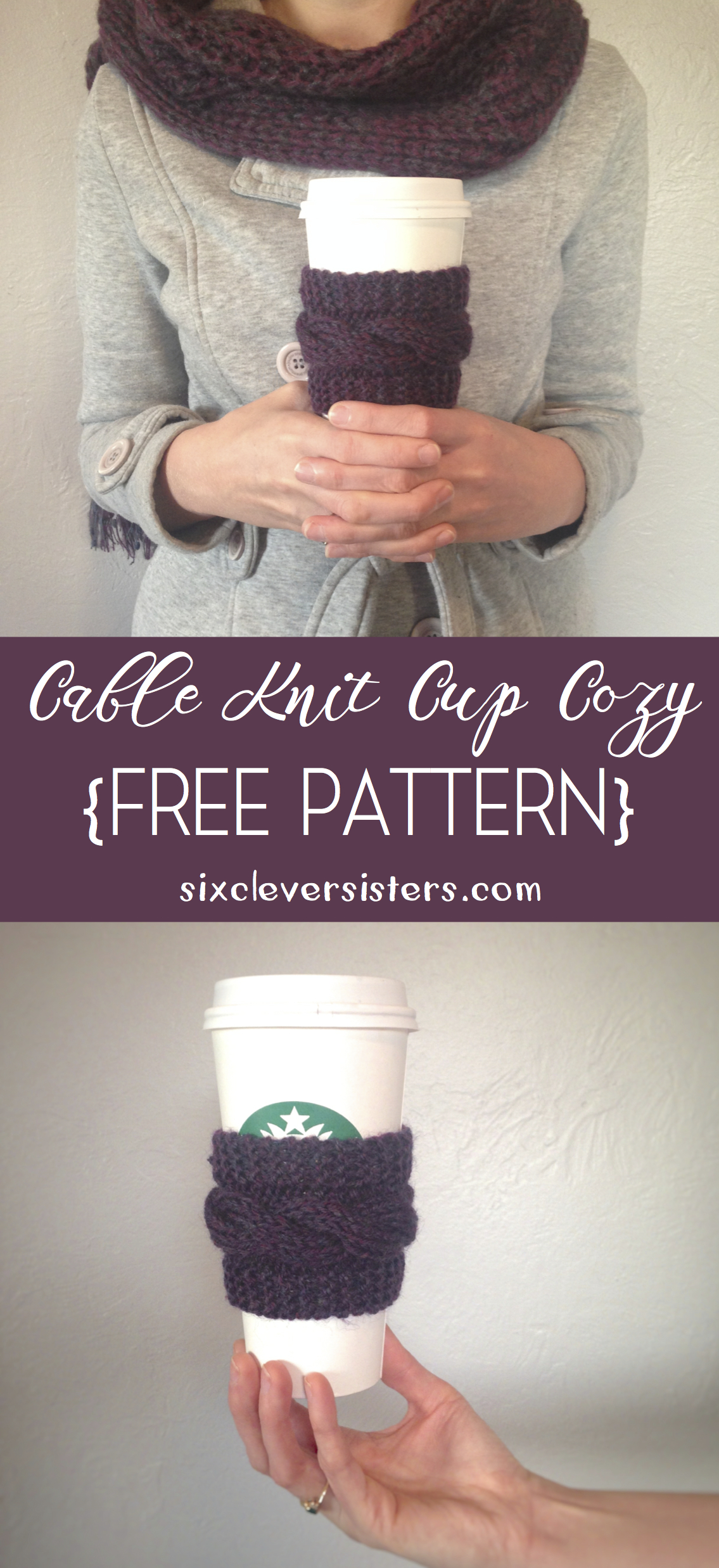 Free Pattern for {Cable Knit Cup Cozy}