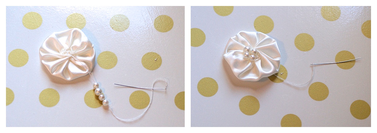 baby headband tutorial DIY easy rosette pearl