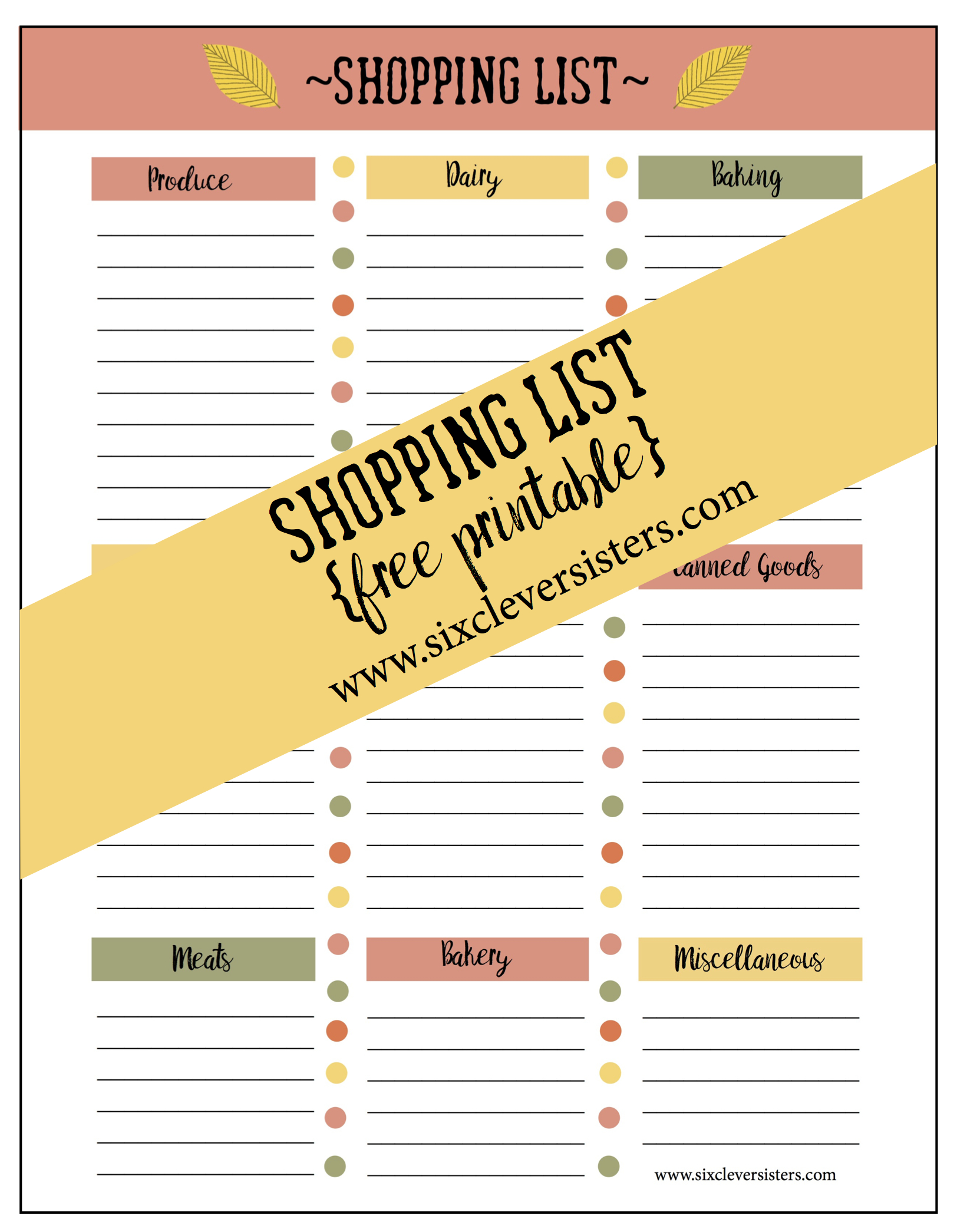 Printable Thanksgiving Menu and Shopping List