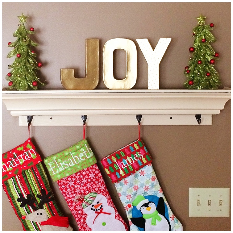 DIY floating shelf stocking hanger