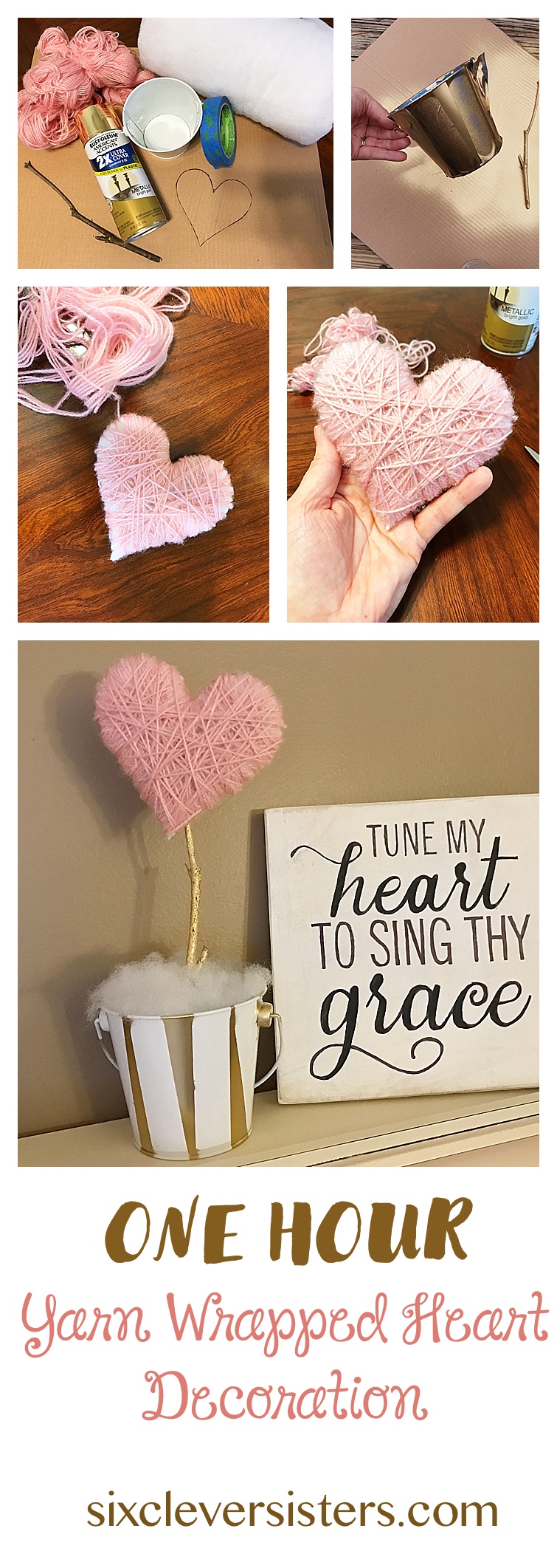 One Hour Yarn Wrapped Heart Decoration