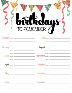 birthday free printable schedule reminder