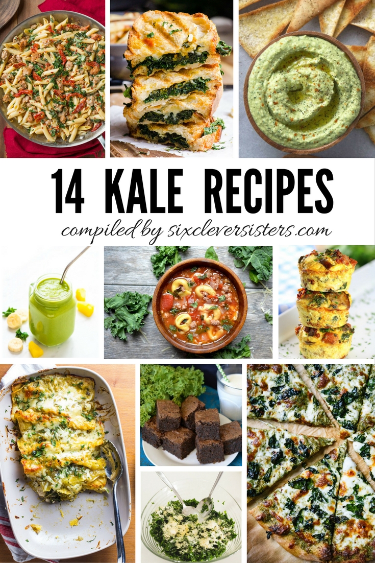 Kale Recipes | Kale Roundup Recipes | Healthy Recipes | Recipes to Try | Six Clever Sisters | Looking to try some new recipes using one of the healthiest vegetables? You're going to LOVE this compilation of kale recipes on Six Clever Sisters blog. Be sure to check it out and tell us what you think was the best!