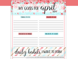 Free Printable Goals Worksheet | free printable | printable worksheet | goals worksheet | goals printable | Download our free printable goals worksheet each month on the Six Clever Sisters blog!