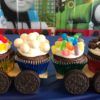 Thomas cupcake train | child birthday party | thomas the tank engine | cupcakes | birthday cake | thomas party | Make this adorable candy cupcake train for your little fella , instructions on Six Clever Sisters blog!