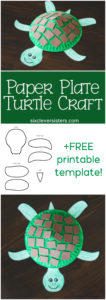 Paper Plate Craft | Turtle Craft | Paper Plate Turtle Craft | Kids Craft | Printable Kids Craft | Free Printable | Directions and free printable template for this fun Paper Plate Turtle Craft available on the Six Clever Sisters blog!