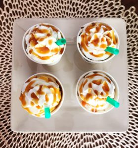 Starbucks Caramel Macchiato Frappe Cupcake recipe | starbucks coffee | cake decorating | Recipe on Six Clever Sisters for these amazing Caramel Macchiato Cupcakes!