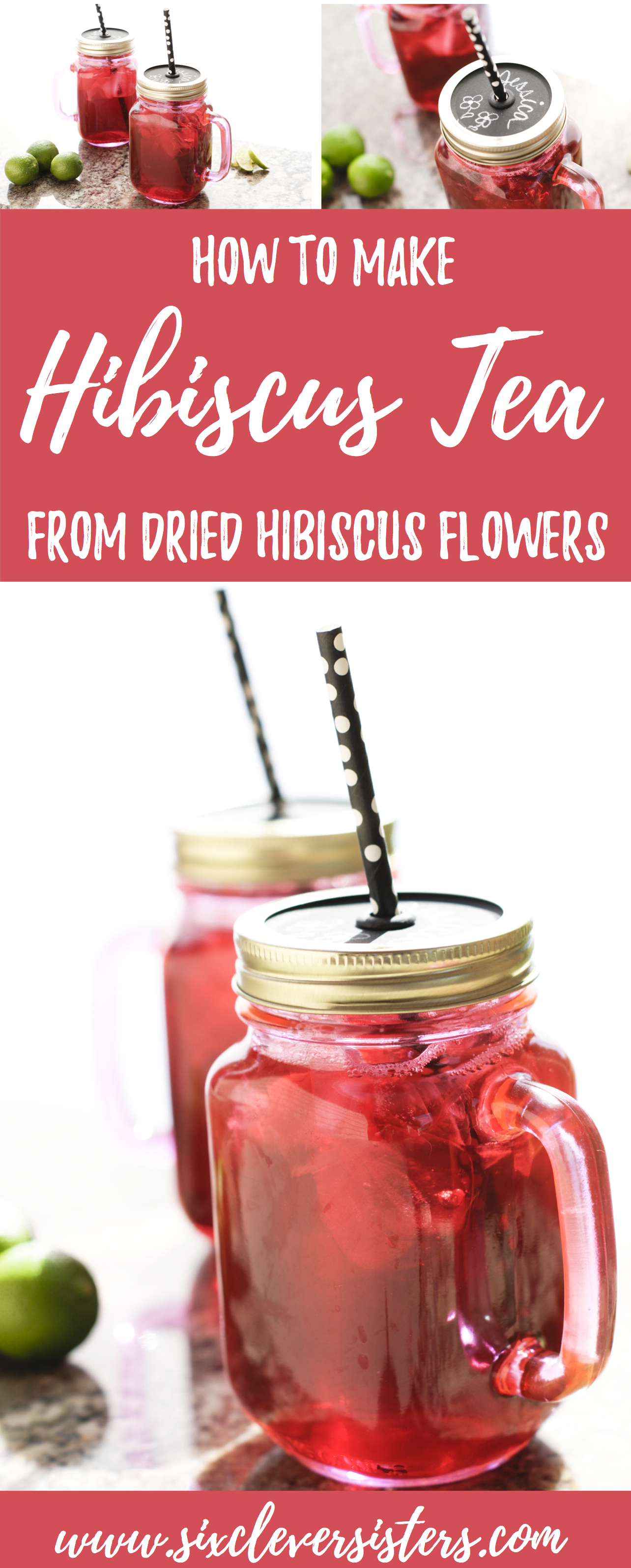 How to Make Hibiscus Tea | Brewing Tea | Low Calorie Drinks | Healthy Drink Recipes | Summer Drinks | Iced Tea Recipes | Caffeine Free Drinks | Hibiscus Tea Recipe | Drink Recipes | Summer Drinks | Have you ever seen dried hibiscus flowers and thought what do you do with those?! Six Clever Sisters has the perfect #recipe for you for an amazing refreshing tea! Yum . . . this hibiscus tea is so easy to make and sooooo good!!