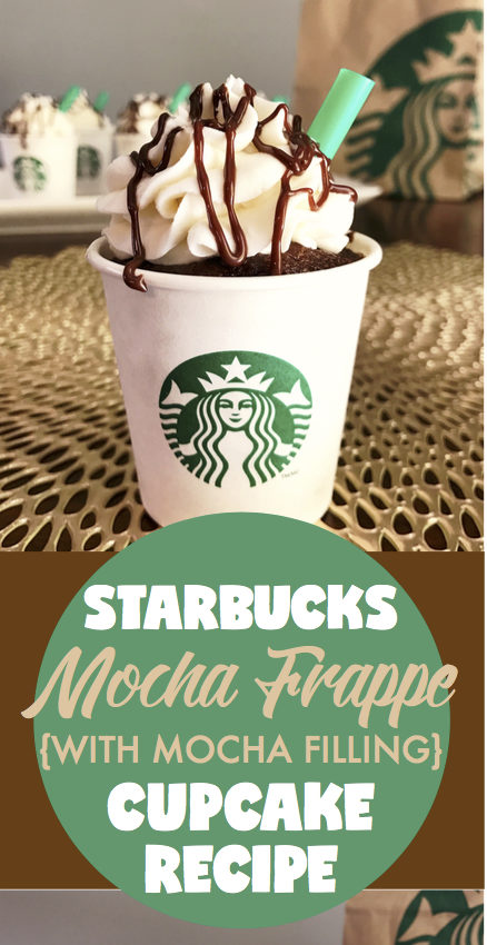 Starbucks Mocha Frappe Cupcakes | Mocha Filing | Starbucks Recipes | Cupcake Recipe | Party Food | Party | Coffee Lover | Starbucks Copycat | Starbucks Drinks | Chocolate Lover | Check out these Mocha Frappe Drinks on Six Clever Sisters!