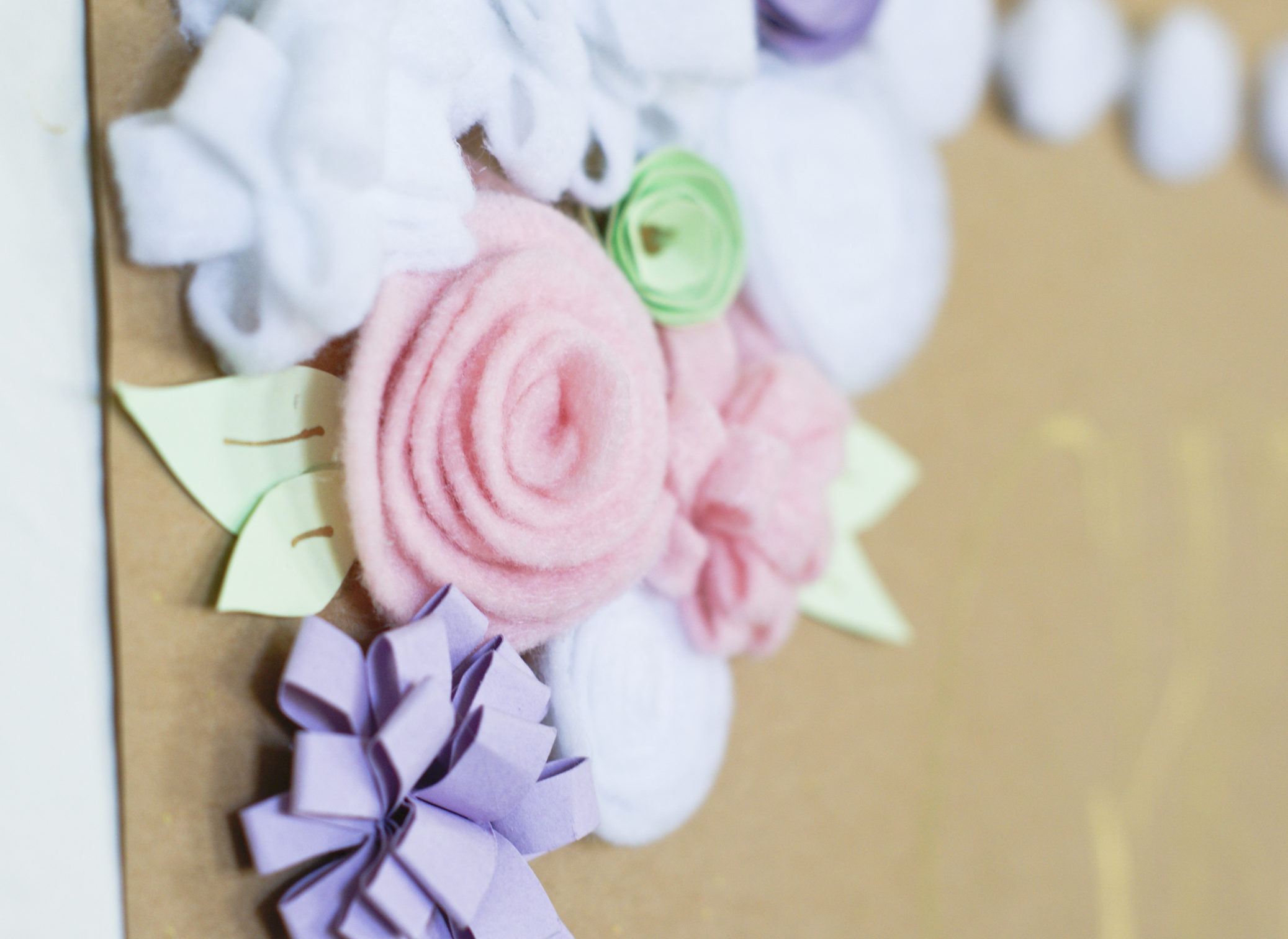 Felt Flowers | DIY Flowers | No Sew Flowers | Easy Flowers Felt | Flower Decor | Use these easy DIY No Sew Flowers to decorate any frame, card, giftbag, whatever you want! Find the tutorial at SixCleverSisters.com.