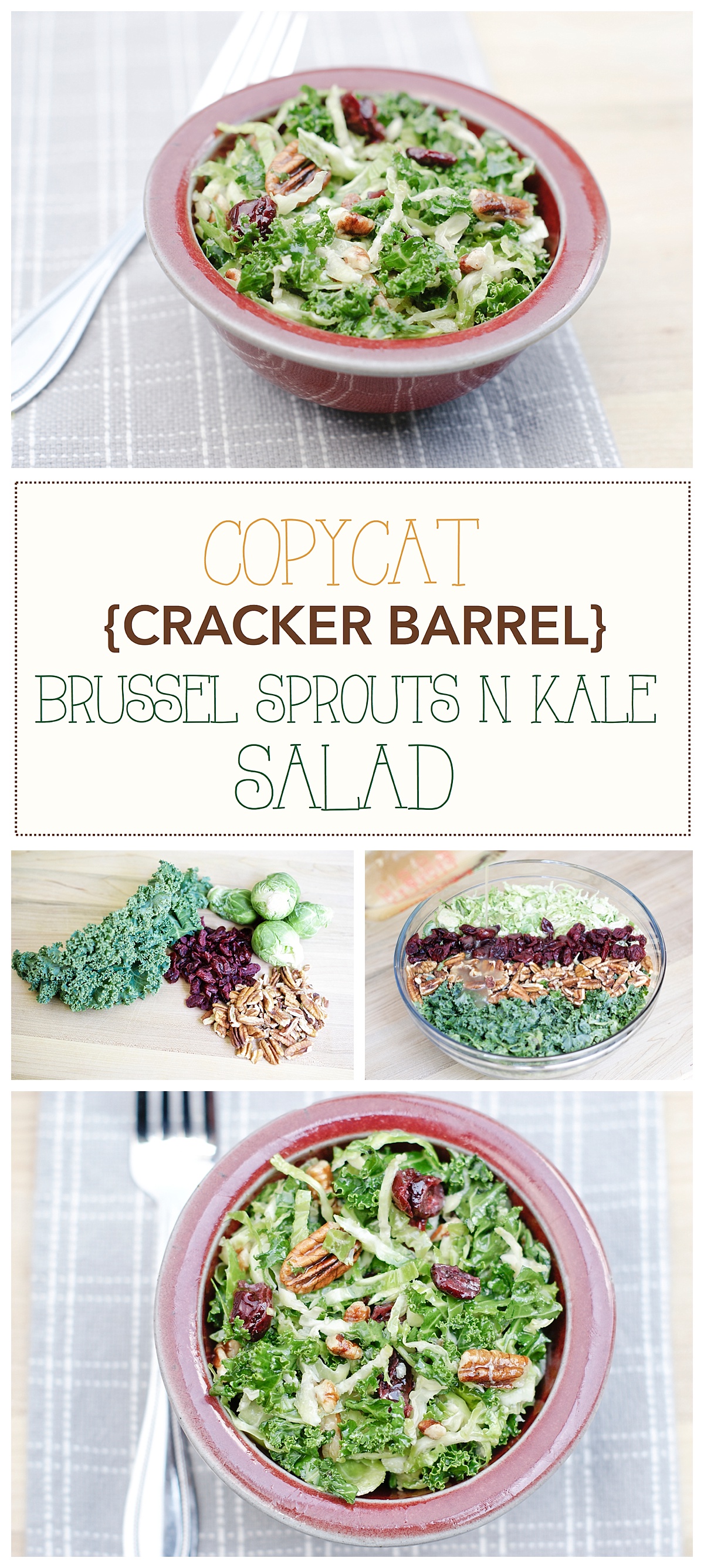 Copycat Cracker Barrel Brussel Sprouts n Kale Salad Recipe - Six Clever ...
