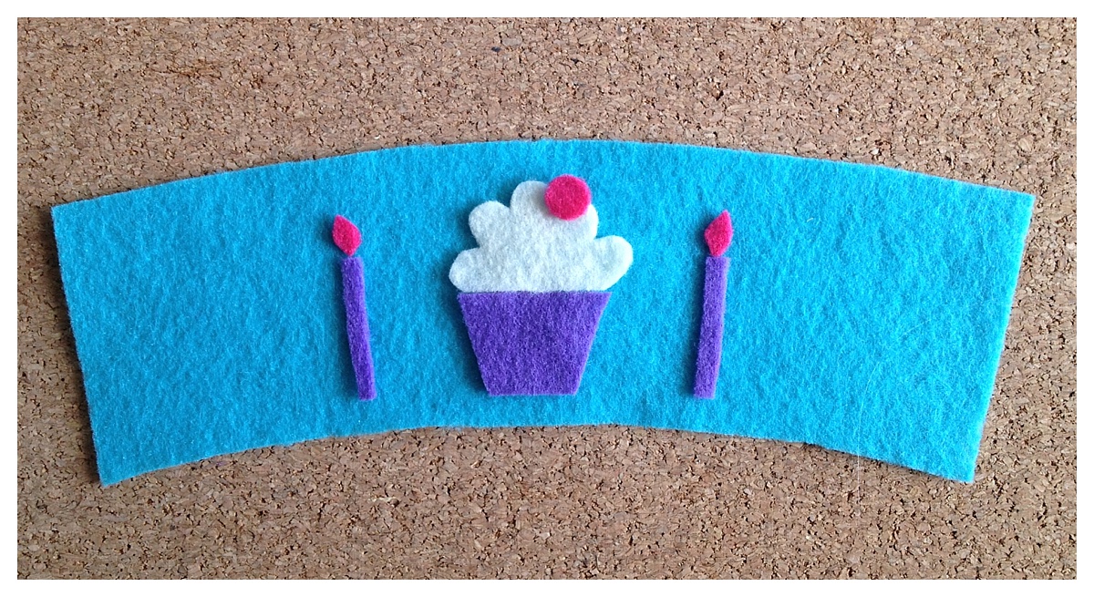 Birthday Gift | Cup Sleeve | Felt Coffee Cozy | Cupcake Candles | Beaded Cup Sleeve | Free Pattern | Felt Pattern | Birthday Idea | Party Ideas | Cute Gift Idea | DIY Gifts | DIY Felt | Six Clever Sisters