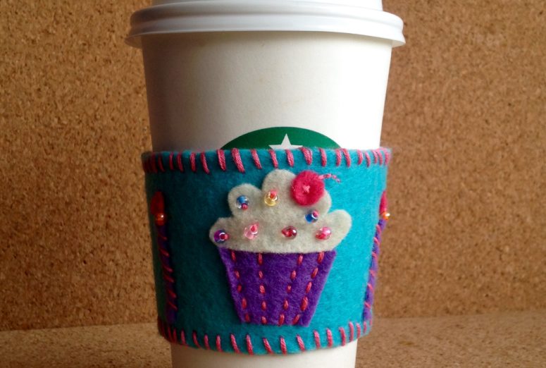 Felt Birthday Cup Sleeve Free Pattern - Six Clever Sisters