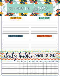 Free Download Goals Worksheet | Free Printable | Printable Worksheet | Goals Worksheet | Goals Printable | Download our free printable goals worksheet each month on the Six Clever Sisters blog!