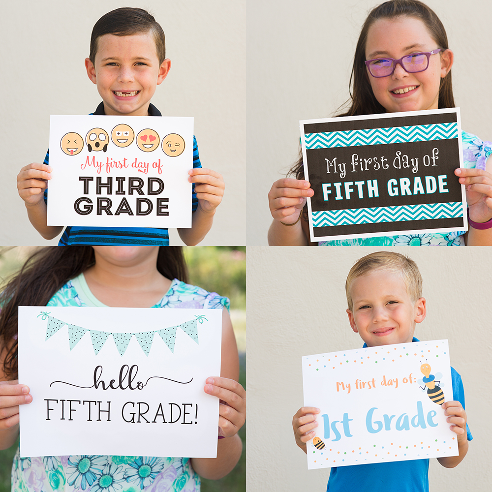 Back to School Signs | Back to School Signs free printable | Back to School Signs free | First day of school signs | first day of school signs free | first day of school signs free printable | first day of school signs printable | Download and print these #firstdayofschool signs on the #sixcleversisters blog!