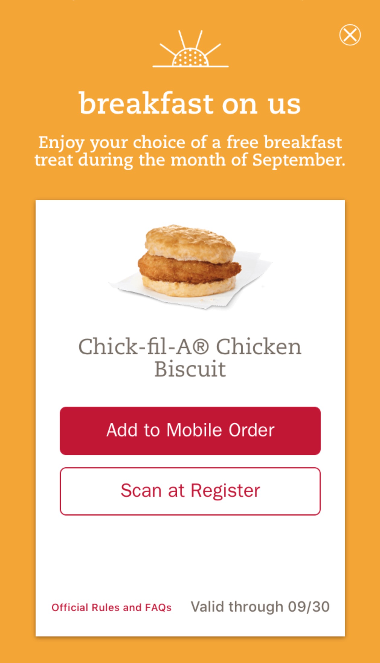 Chick-Fil-A free breakfast deal | Chick-Fil-A One App Free Breakfast | Chick-Fil-A One Breakfast Giveaway | Free Chick-Fil-A Breakfast Item