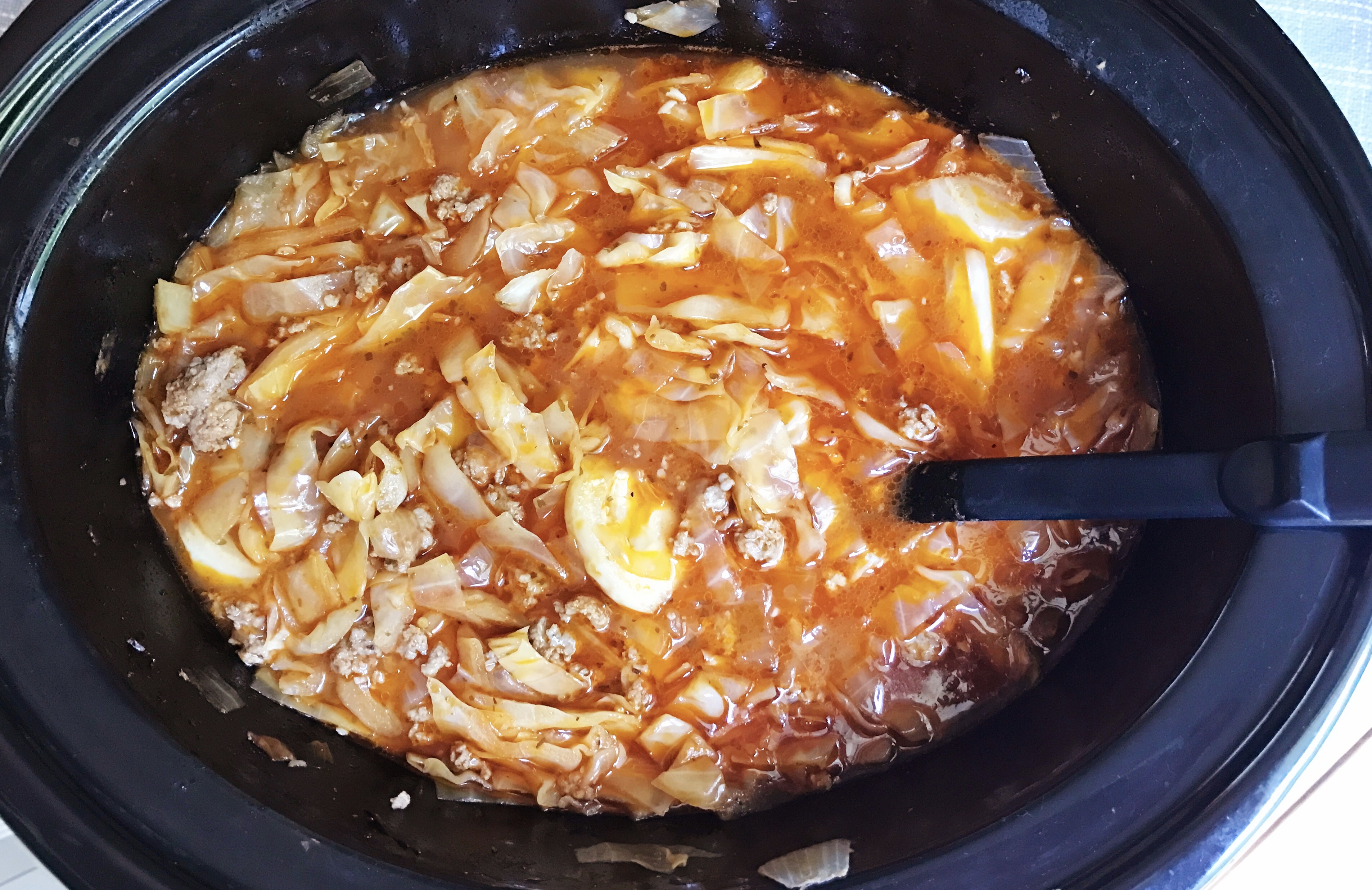 Slow Cooker Hearty Cabbage Soup | Soup Recipe | Slow Cooker | Crockpot | Cabbage Soup | Cabbage | Vegetable | Low Carb | Low Calorie | Diet Meal | Low Carb Soup | Tomato Soup | Sausage | Cabbage | Easy Dinner | Simple Meal | Comfort Food | Healthy Meal | Hearty Cabbage Soup from Six Clever Sisters!