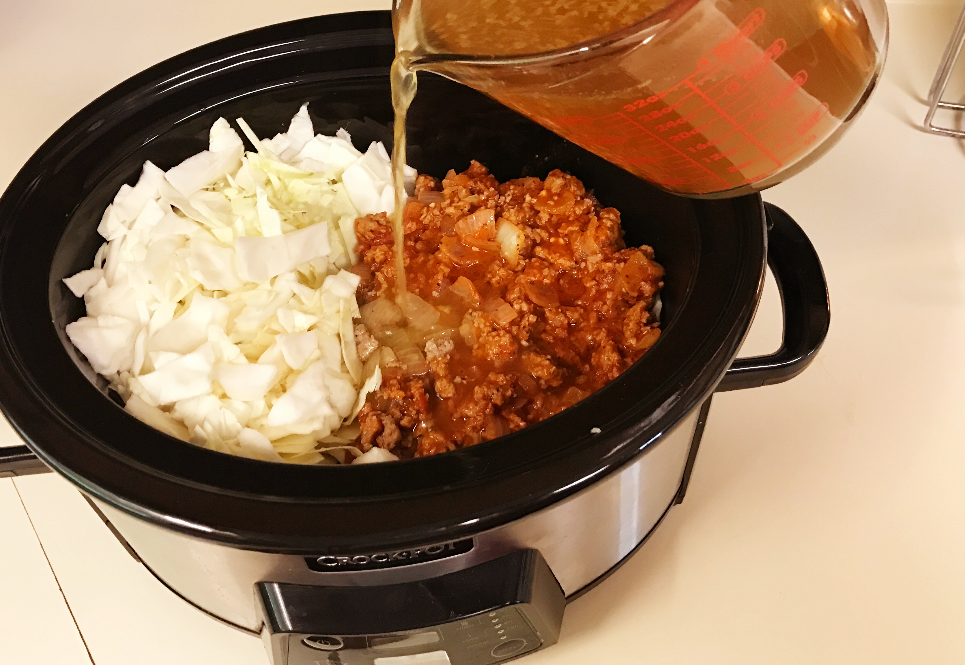 Slow Cooker Hearty Cabbage Soup | Soup Recipe | Slow Cooker | Crockpot | Cabbage Soup | Cabbage | Vegetable | Low Carb | Low Calorie | Diet Meal | Low Carb Soup | Tomato Soup | Sausage | Cabbage | Easy Dinner | Simple Meal | Comfort Food | Healthy Meal | Hearty Cabbage Soup from Six Clever Sisters!