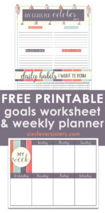 Free Download Goals Worksheet | Free Printable | Printable Worksheet | Goals Worksheet | Goals Printable | Download our free printable goals worksheet each month on the Six Clever Sisters blog!