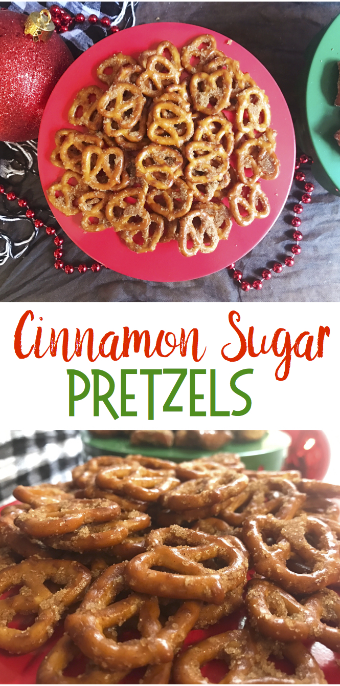 oned Pretzels | Snack Food | Snacks for Party | Pretzel Recipes | Cinnamon | Sweet and Salty Snacks | A yummy sweet and salty snack, recipe on Six Clever Sisters!