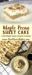 Maple Pecan Sheet Cake | Fall Recipes | Desserts | Fall Recipes Dessert | Dessert Recipes Easy | Desserts For a Crowd | Desserts For Parties | Maple Cake | Holiday Desserts | Cream Cheese Frosting | Dessert Ideas | Holiday Recipes | Cake For a Crowd | Fall Desserts | Thanksgiving Recipes | Sheet Cake Recipes | Recipe on Six Clever Sisters for this amazing Maple Pecan Sheet Cake! It's one you're going to want to add to your holiday menu!