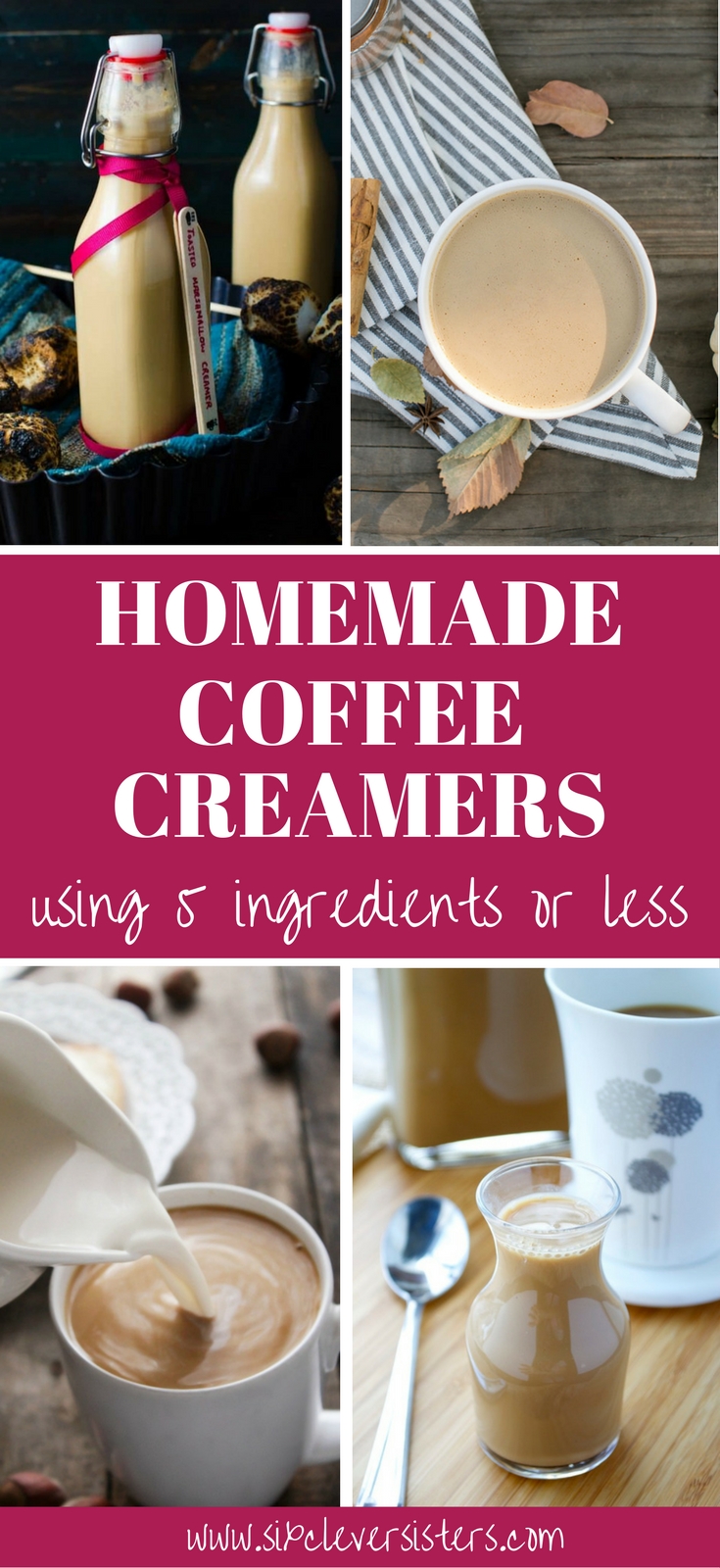 Coffee Creamer Homemade | Coffee Creamer Recipe | Homemade Coffee Creamer | Homemade Coffee Drinks | Homemade Coffee Creamer Recipe | Drinks | Drink Recipe | Coffee Recipe | Coffee Recipe at Home | DIY Coffee Creamer | Fun Drinks | Hot Drinks For Winter | Try these homemade coffee creamers for a nice winter warm-up! Full list on Six Clever Sisters.