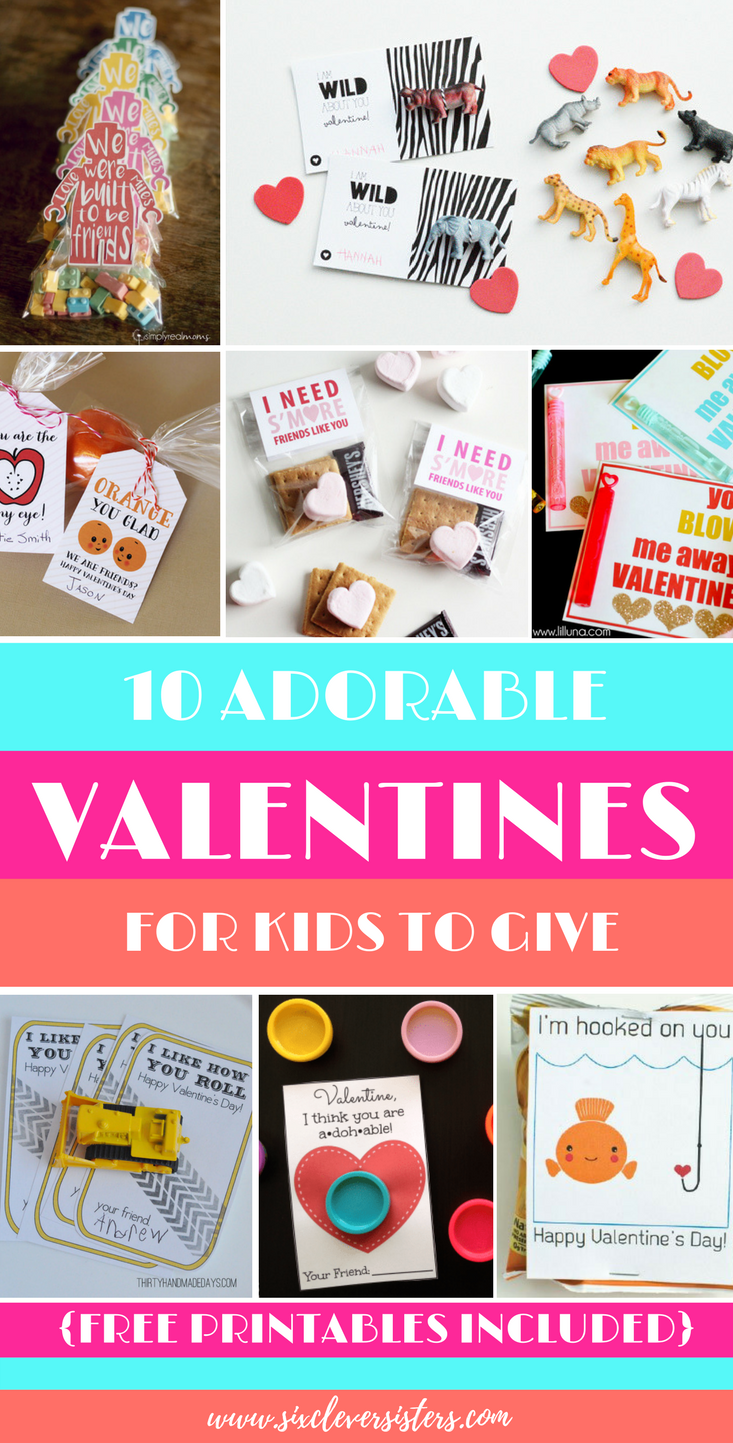 Fun Valentines for Kids | Fun Valentines for Kids Free Printables | Valentines Ideas | Valentines Free Printables | Valentines Free Printables for Kids | Unique Valentines Kids | Unique Valentines Kids Free Printables | Easy Valentines | DIY Valentines for Kids | DIY Valentines for Kids Easy | DIY Valentines for Kids School | Fun Valentines for Kids Classroom | These absolutely adorable valentines for kids all have free printables included! Check out the entire list on www.sixcleversisters.com