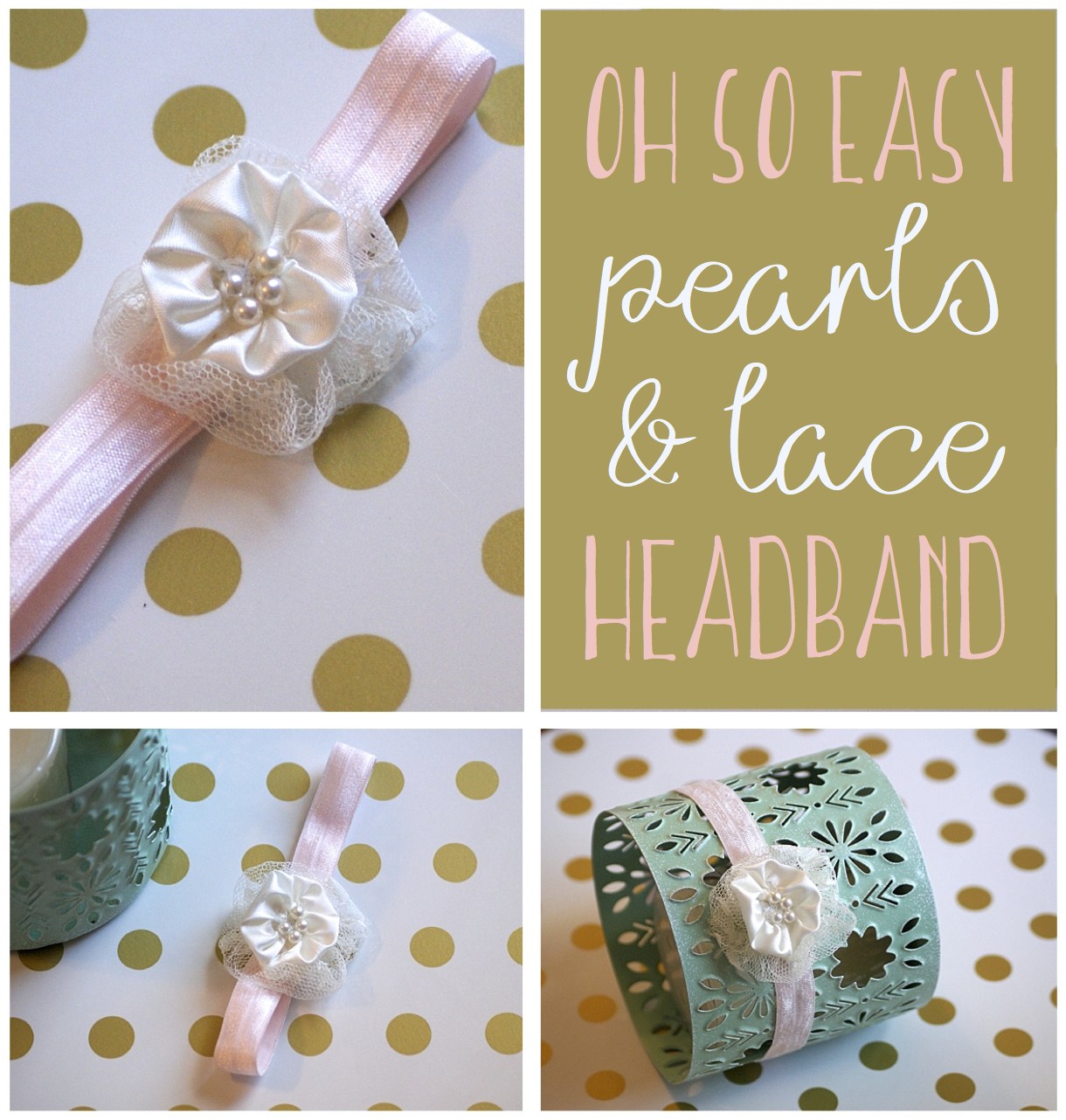 baby lace headband pearls stretchy headband DIY baby