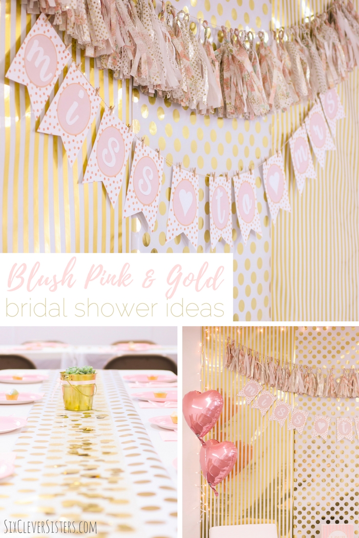 Bridal Shower | Wedding Shower | Bridal Inspo | Shower | Blush Pink | Gold | Pink & Gold | Pink Shower | Wedding Inspo | Wedding | Bridal Party | Bridal Brunch | Blush pink and gold are so pretty for a bridal shower! Get ideas here AND a free printable pattern!