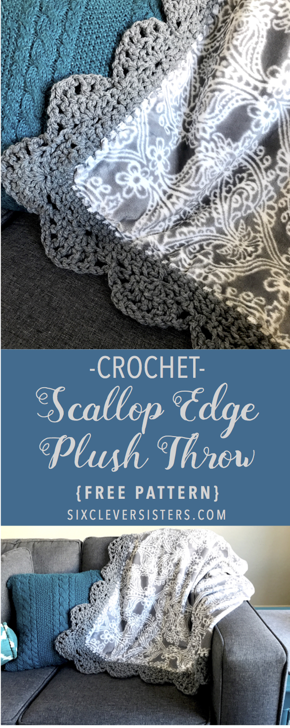 Crochet Pattern | Crochet Edge | Pattern | Scallop Edge | Free Pattern | Free Crochet Pattern | Afghan | Crochet Afghan | Crochet Throw | Crochet Patterns Free | Crochet Patterns Free Beginner | Crochet Patterns Free Blanket | Six Clever Sisters