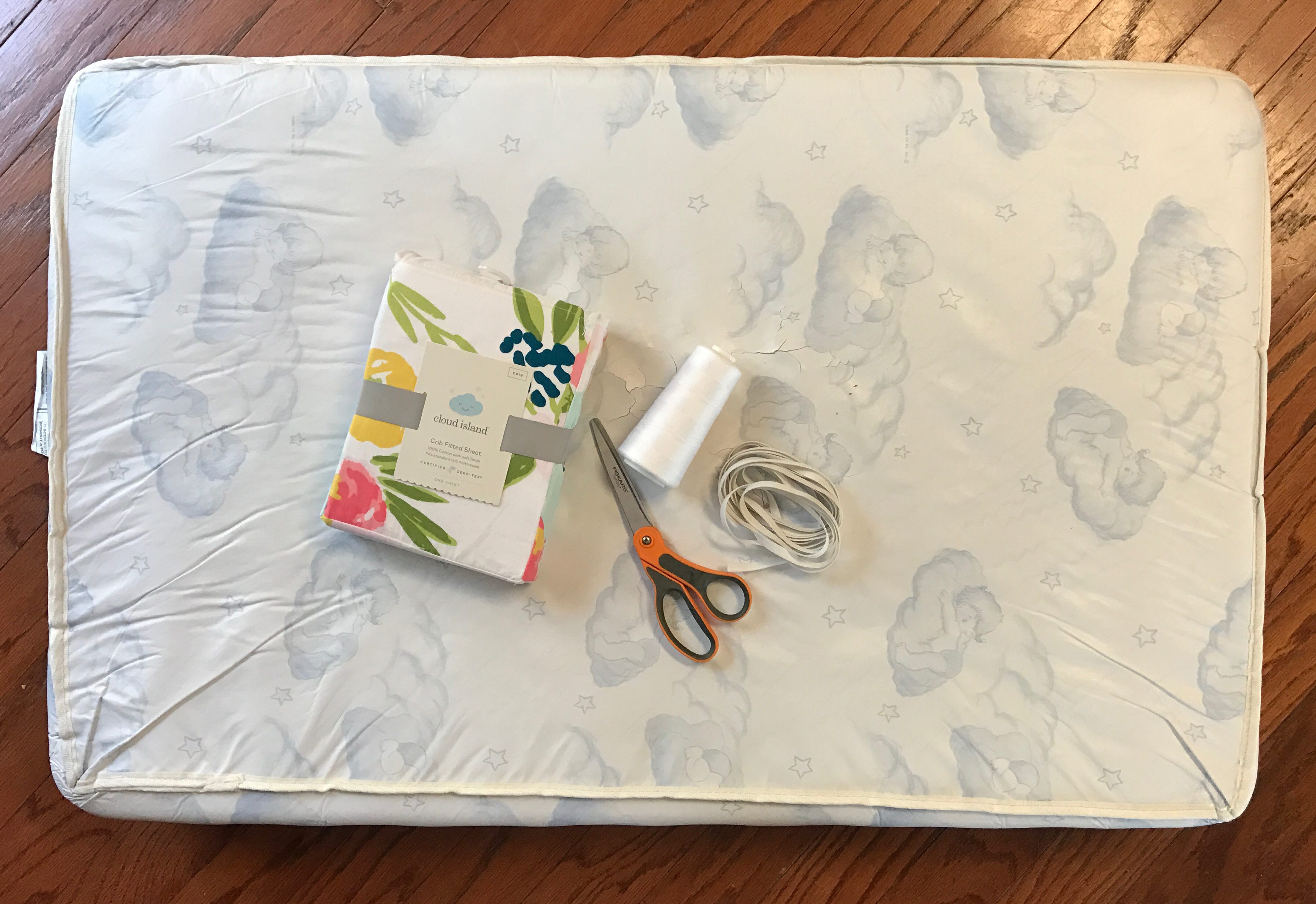 Mini Crib Sheet Tutorial | Crib Sheet DIY | Diy Sheet | Baby | Mini Crib | Crib Sheet | Sheet Tutorial | Easy Diy Sheet | Baby Sewing | Baby Nursery | Simple tutorial ON Six Clever Sisters, turn a full size crib sheet into a MINI crib sheet!