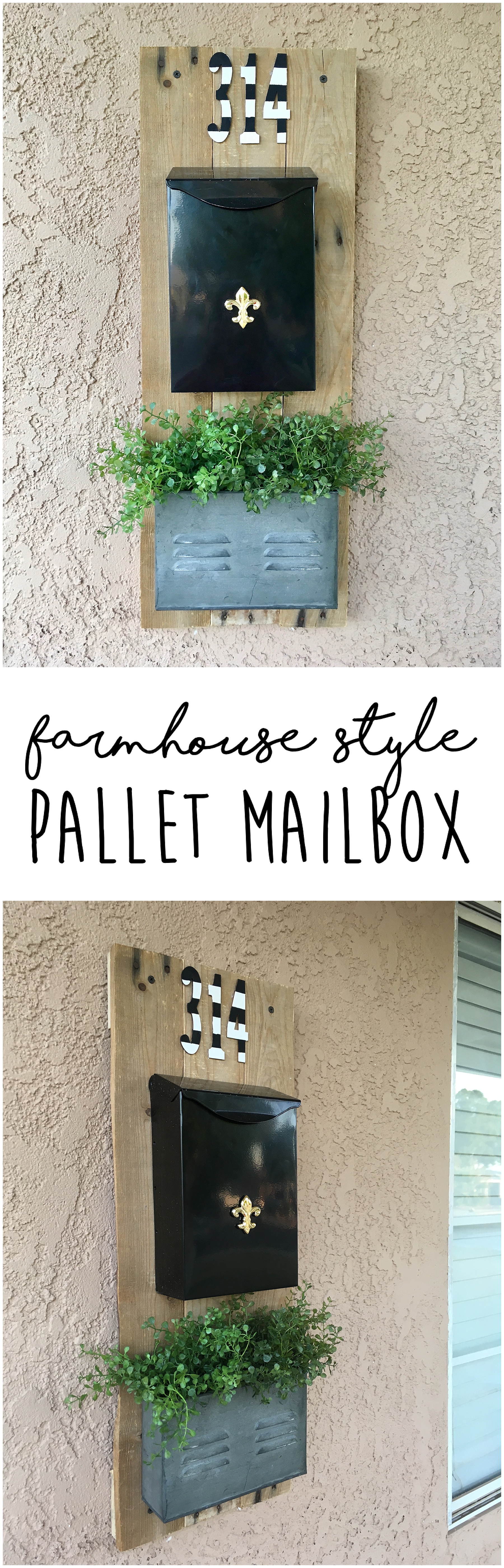 DIY Farmhouse Mailbox | Farmhouse Decor | Pallet Projects | Pallet Furniture | Pallet Ideas | Wood Signs | Rustic Home Decor | Mailbox Ideas | Mailbox Makeover