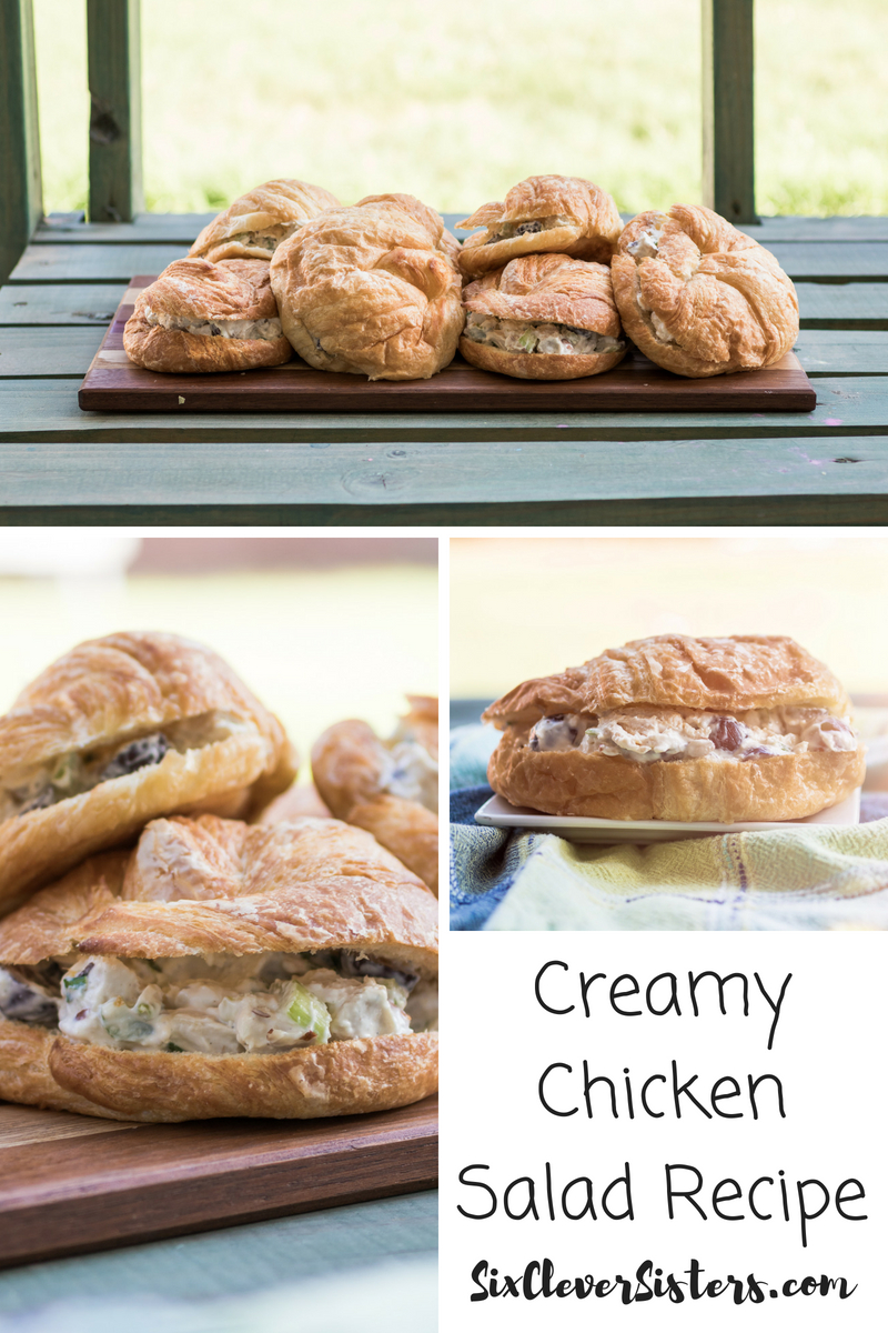 Creamy Chicken Salad Recipe | Chicken Recipe | Chicken Salad | Easy Chicken Salad | Chicken Sandwich | Chicken Salad Sandwich | Enjoy a creamy chicken salad sandwich with this easy recipe from SixCleverSisters.com!