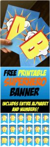 Superhero Banner | Superhero Birthday Party | Superhero Party | Superhero Printables | Superhero Printable Banner | Superhero DIY | Superhero DIY Banner | Superhero Party Ideas | Batman Party | Superman Party | Antman Party | Superhero Free Printable Birthday Banner | Six Clever Sisters