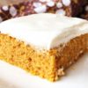 Pumpkin Bars | Sheet Cake Recipe | Fall Dessert | Sheet Cake Pan | Dessert for a Crowd | Fall | Autumn | Fall Desserts | Thanksgiving | Pumpkin Recipes | Pumpkin Dessert | Pumpkin Cake | Easy Dessert | Easy Recipe | Cream Cheese Frosting | Sheet Cake Pumpkin Bars on Six Clever Sisters!