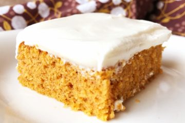 Pumpkin Bars | Sheet Cake Recipe | Fall Dessert | Sheet Cake Pan | Dessert for a Crowd | Fall | Autumn | Fall Desserts | Thanksgiving | Pumpkin Recipes | Pumpkin Dessert | Pumpkin Cake | Easy Dessert | Easy Recipe | Cream Cheese Frosting | Sheet Cake Pumpkin Bars on Six Clever Sisters!