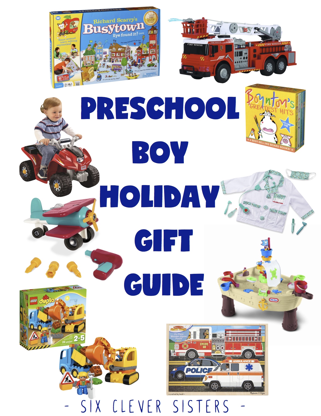 Preschool Boy Holiday Gift Guide | Gift Guide | Boy Gift Ideas | Wish List | Christmas 2018 | Christmas Gifts Boys | Preschool Gifts | Gift Ideas for Him | Gift Ideas for Her | 3 Year Old Presents Boys | Six Clever Sisters