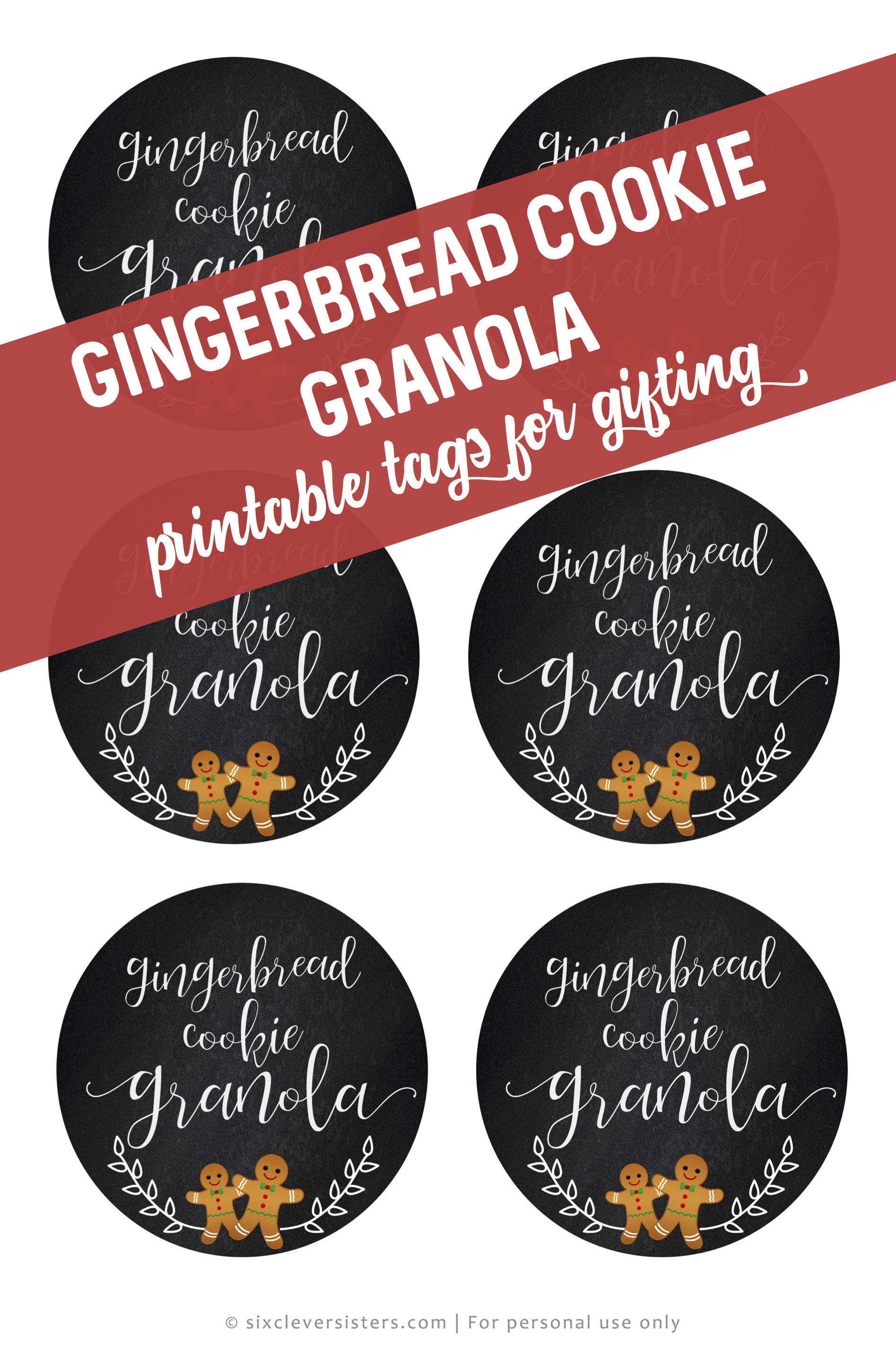 Gingerbread Granola | Gingerbread Granola Recipe | Gingerbread Granola Recipe Christmas | Granola Gingerbread Cookies | Holiday Granola Recipes | Christmas Granola Gift | Granola as Christmas Gift | Homemade Christmas Granola | Granola Recipe Homemade | Granola Recipe Homemade Easy | Great homemade holiday food treat for gifting! #gingerbread #treats #christmasgifts #sixcleversisters