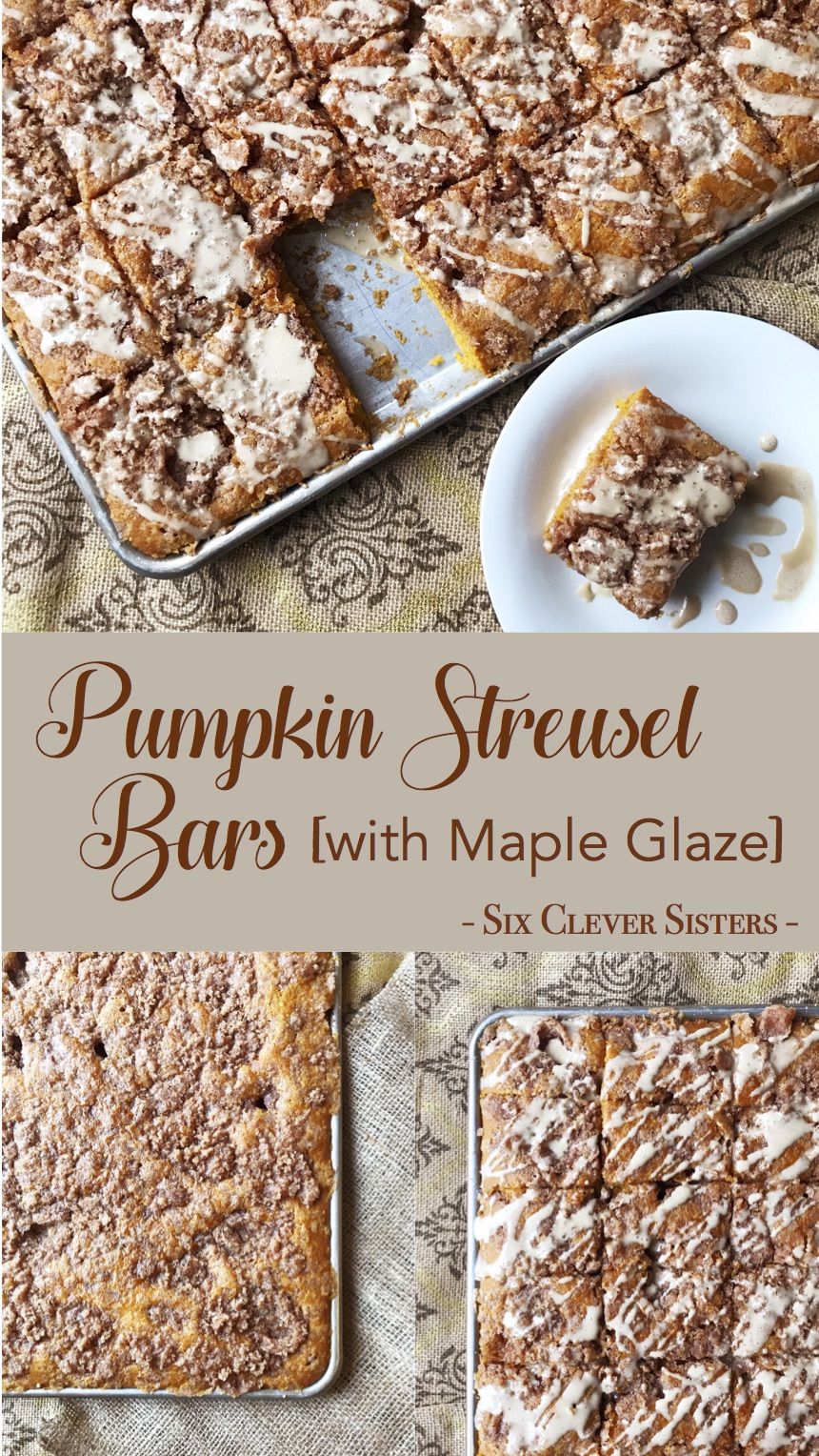 Pumpkin Streusel Bars | Pumpkin Bars | Pumpkin Dessert | Fall Dessert | Coffeecake | Pumpkin Coffeecake | Pumpkin Bread | Pumpkin | Autumn | Maple | Maple Glaze | Maple Dessert | Streusel | Streusel Coffeecake 