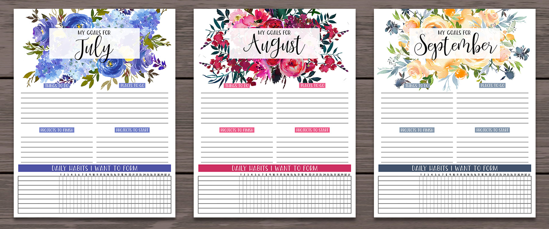 Monthly Goals Printable | Monthly Goal Planner | Monthly Goal Planner Free | Monthly Goal Planner Printable | Monthly Goals Printable Free | Monthly Goals | Monthly Goals Bullet Journal | Goals Planner Printable | Goals Planner DIY | Goals Planner Printable Free | Download our free printable floral GOALS PLANNER PAGES for each month! PDF's are on the Six Clever Sisters' blog!