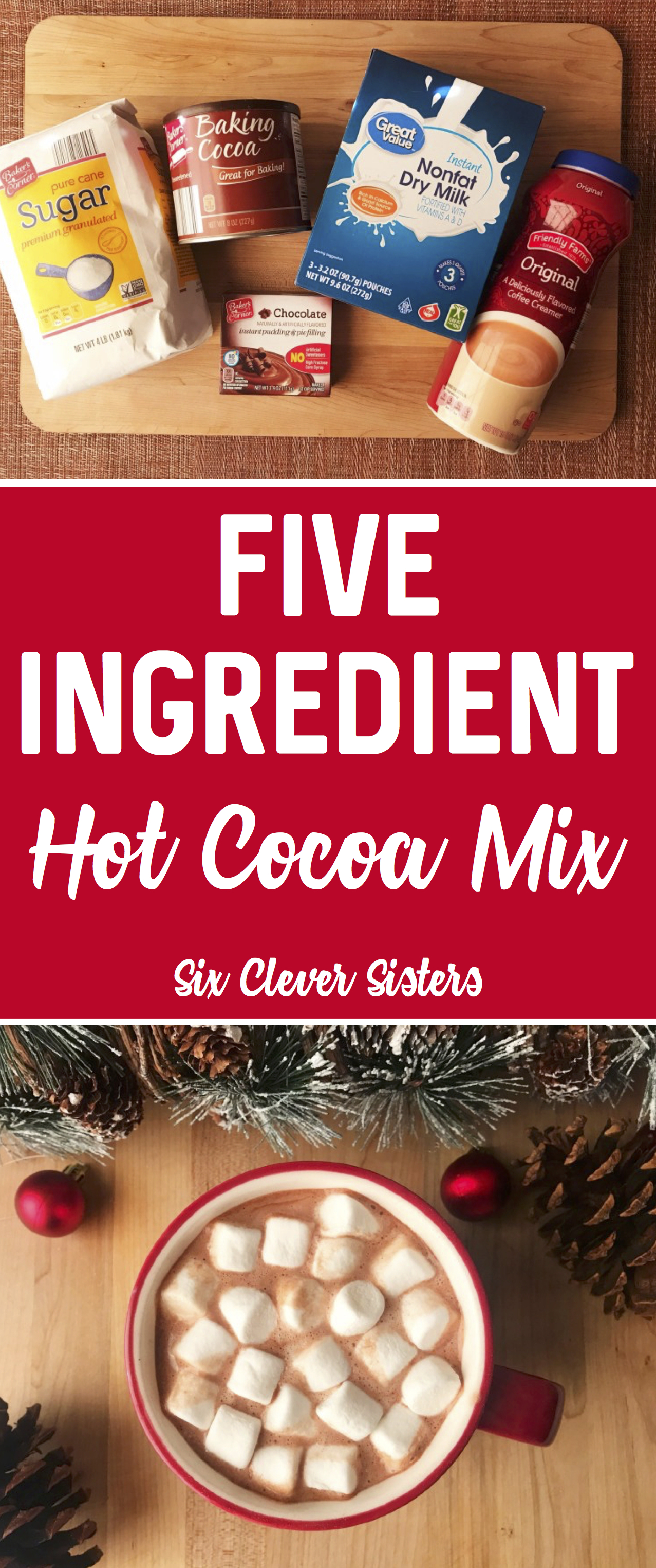 Homemade Hot Cocoa Powder | Homemade Hot Cocoa Recipe | Easy Homemade Hot Cocoa | Homemade Hot Cocoa Recipe Bulk | Homemade Hot Cocoa Dry Mix | Homemade Hot Chocolate | DIY Homemade Hot Cocoa | Homemade Hot Cocoa Recipe for Gifts | Homemade Hot Cocoa Mix Recipe Simple | Homemade Hot Cocoa Easy | The Best Homemade Hot Cocoa | The best homemade hot cocoa mix that tastes delicious and is perfect for gifting! #hotchocolate #drinkrecipes #sixcleversisters