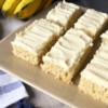 Banana Bread Bars | Sheet cake recipe | Banana Bread | Banana Cake | Banana Bars | Dessert for a Crowd | Bar Recipes | Cream Cheese Frosting | Cream Cheese Icing | Dessert | Banana Dessert | Recipe on Six Clever Sisters