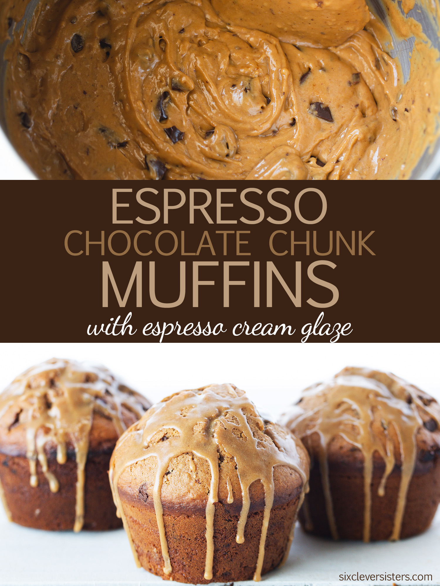 Espresso Muffins | Chocolate Espresso Muffins | Espresso Coffee Muffins | Espresso Chip Muffins | Espresso Muffins Recipe | Espresso Muffins Coffee | Espresso Muffins Chocolate | Try this luscious and cozy muffin recipe to perk up your mornings! Recipe on the Six Clever Sisters blog.